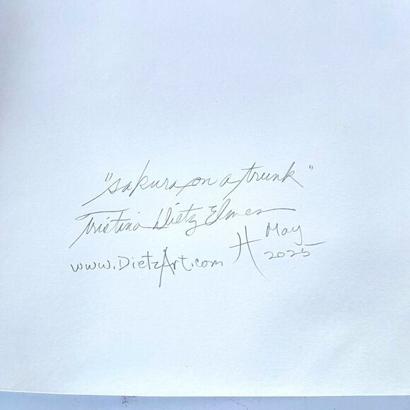 Art Original Sakura on a Trunk Flower Watercolor Painting 11x14in Matted - Picture 11 of 13